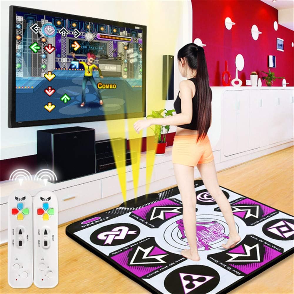 QHGao Single TV Computer Interface Dual-Use Somatosensory Dance Machine, Plug And Play Dance Pad, Comfortable Massage Pad, Two Wireless Handles, Wireless Dance Game Pad