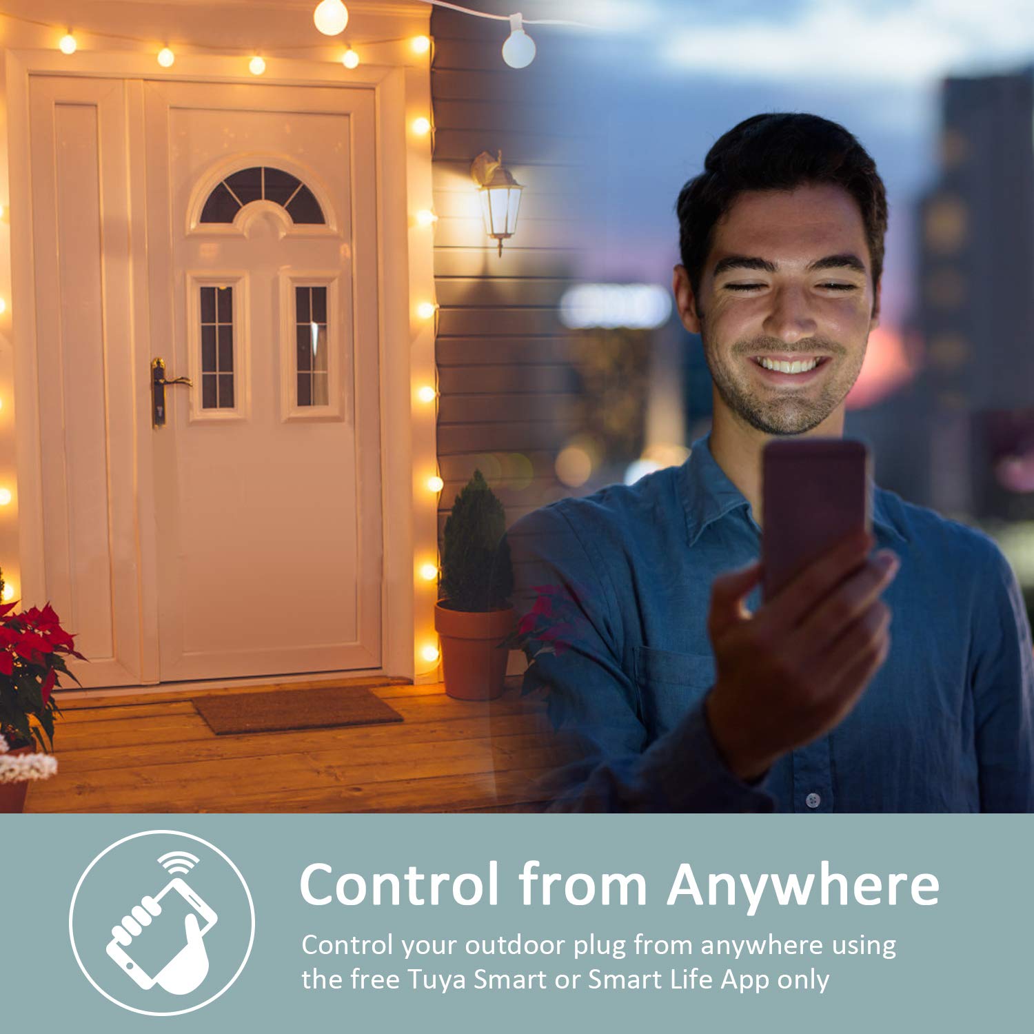 VAVOFO Outdoor Smart Plug, WiFi Outlet with 2 Sockets, Compatible with Alexa Google Home, IP44 Waterproof, Wireless Remote Control Timer & Countdown by Smartphone APP: Industrial & Scientific