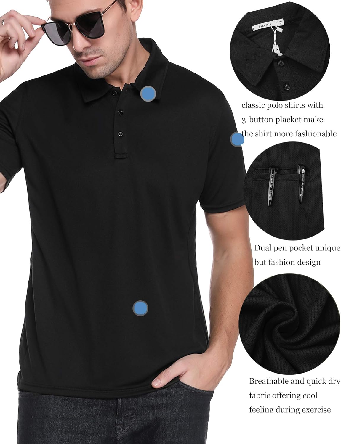 Sykooria Men's Long Sleeve Polo Shirts Military Pullover Outdoor Goft T-Shirt Army Top Tee Shirt: Clothing