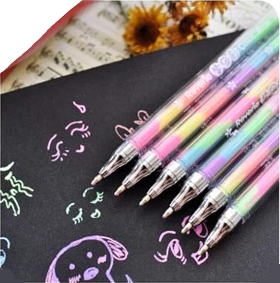 Rainbow Color Pen 12 Pack of 6in1 Multi Color Ink