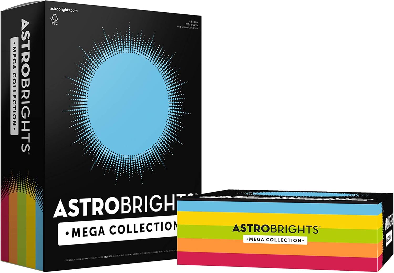 Astrobrights Mega Collection, Colored Paper, "Classic" 5-Color Assortment, 1250 Sheets 24 lb/89 gsm, 8.5" x 11" - MORE SHEETS! (91623-01) : Office Products