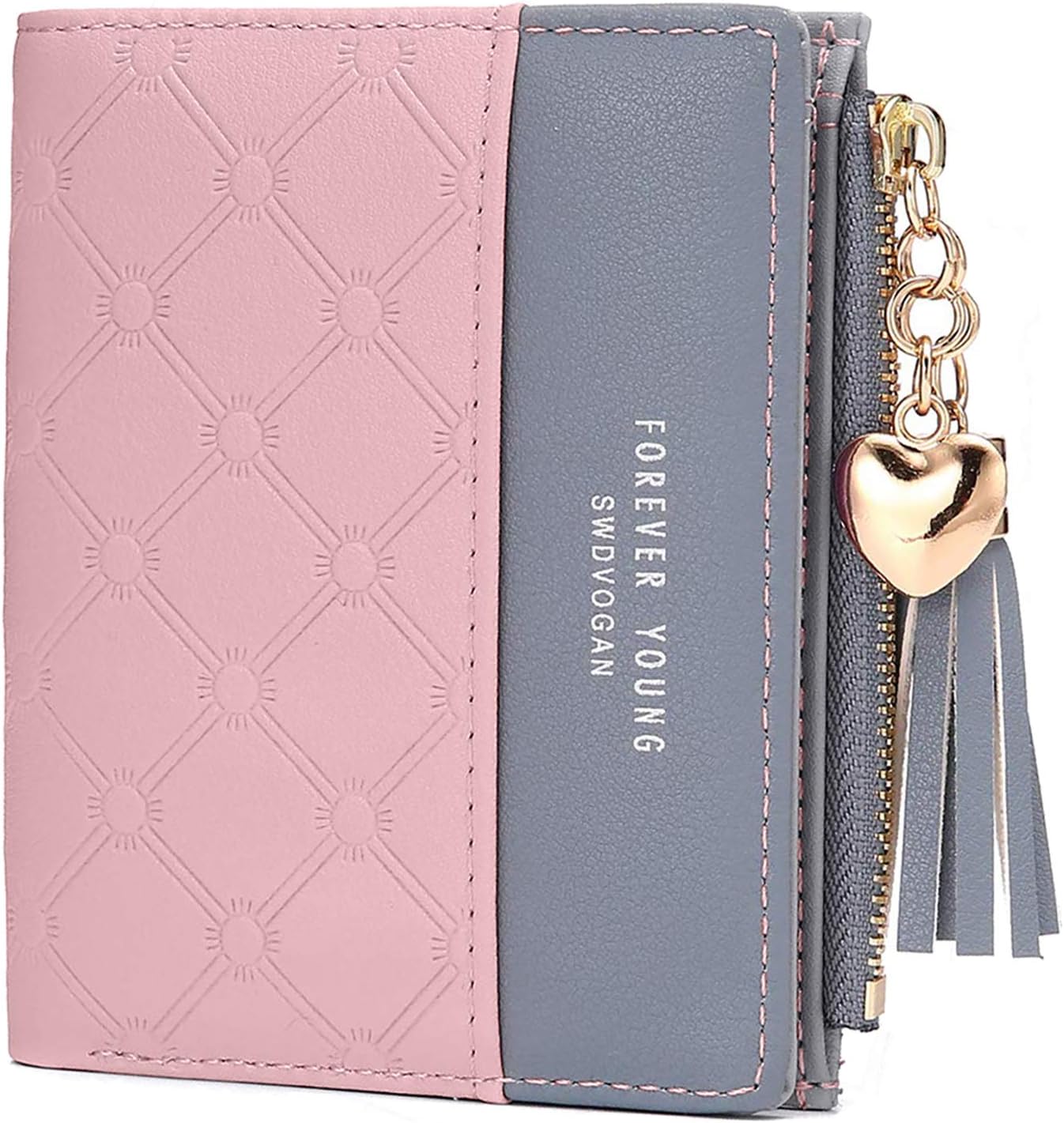 ZhengYue Purse for Women,Ladies Purse Small Leather Wallet with RFID Blocking,Vegan Leather Women Purse with Zipper Coin Purse and Multiple Card Slots for Cash,Cion,Card,Bill Pink