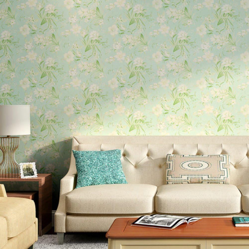 Elegant maccha green pure paper non-woven wallpaper/American pastoral style wallpapers/living room/bedroom Background wall wall-papers-B