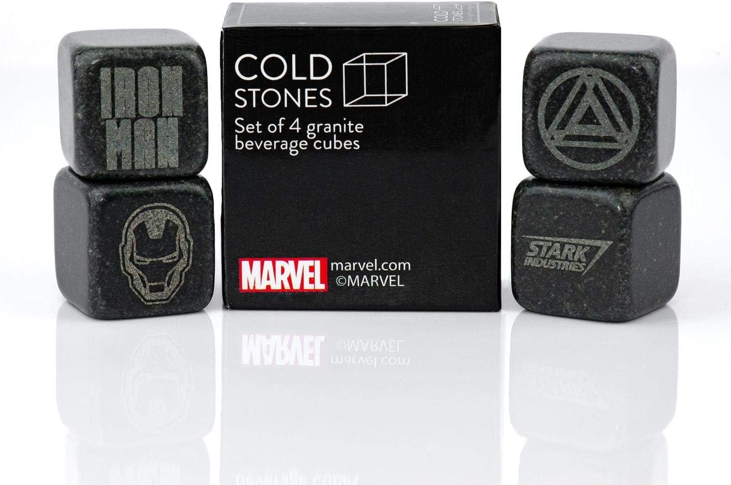 Iron Man Collectible | Marvel Cold Stones Set | Iron Man Granite Beverage Cubes