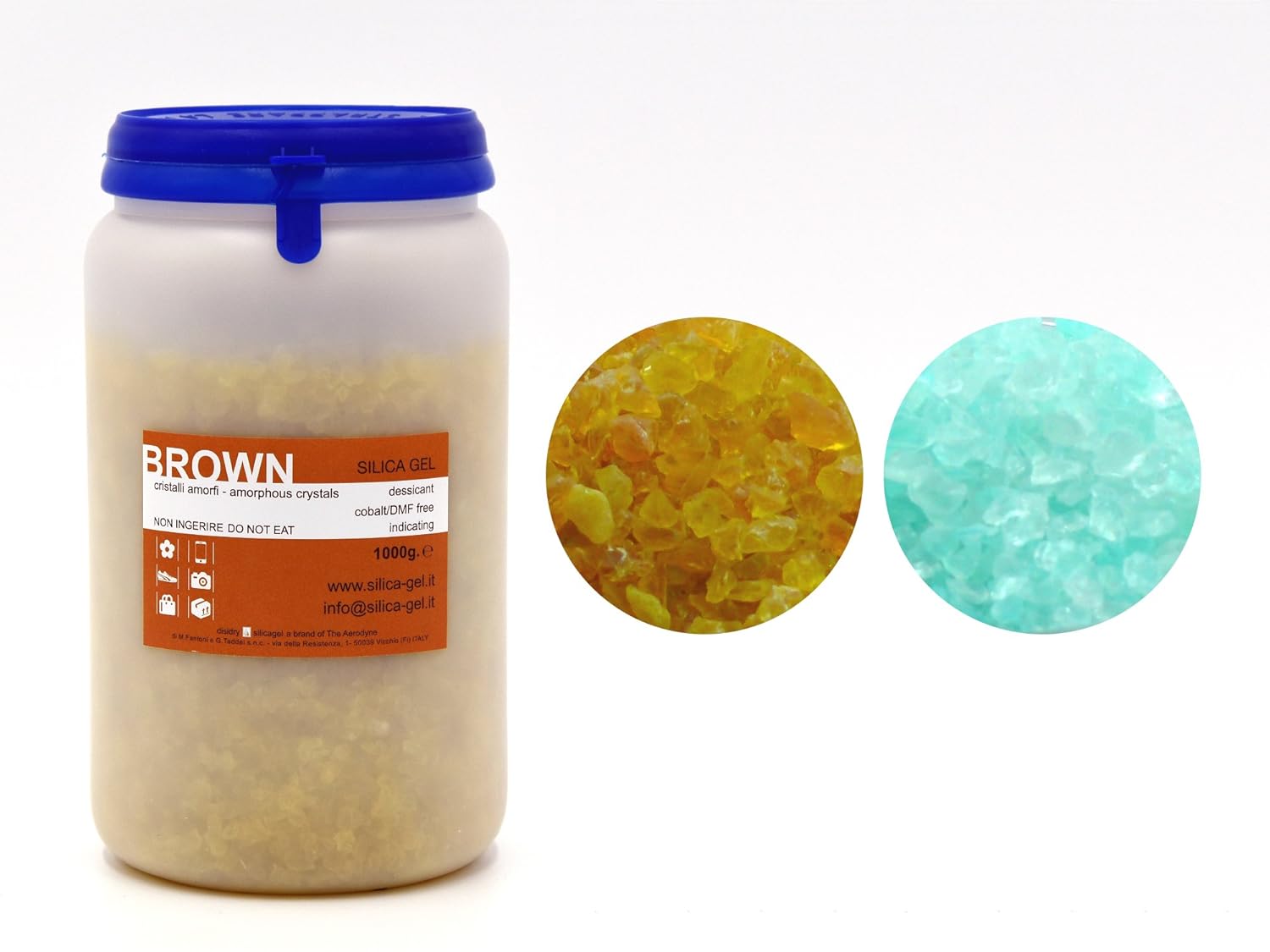 Silica Gel Brown with Indicator in Sealed Bottle 1.000 grams MFD and