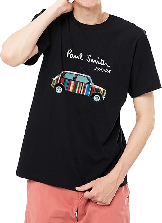 Amazon ポールスミス Paul Smith メンズ トップス 半袖t Shirt カラフル車プリント Tシャツ 丸ネック コットン 黒２ Xl Tシャツ カットソー 通販