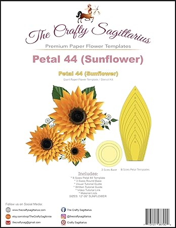 Amazon 花びら44 ひまわりコンプリート巨大ペーパーフラワーテンプレート ステンシルキット The Crafty Sagittarius ホーム キッチン