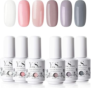 Vernis Semi Permanent Uv Gel Ys Vernis à Ongles Gel Nail Polish Soak Off Manucure Nail Art Kit 6 Couleurs X 8ml Lot 09