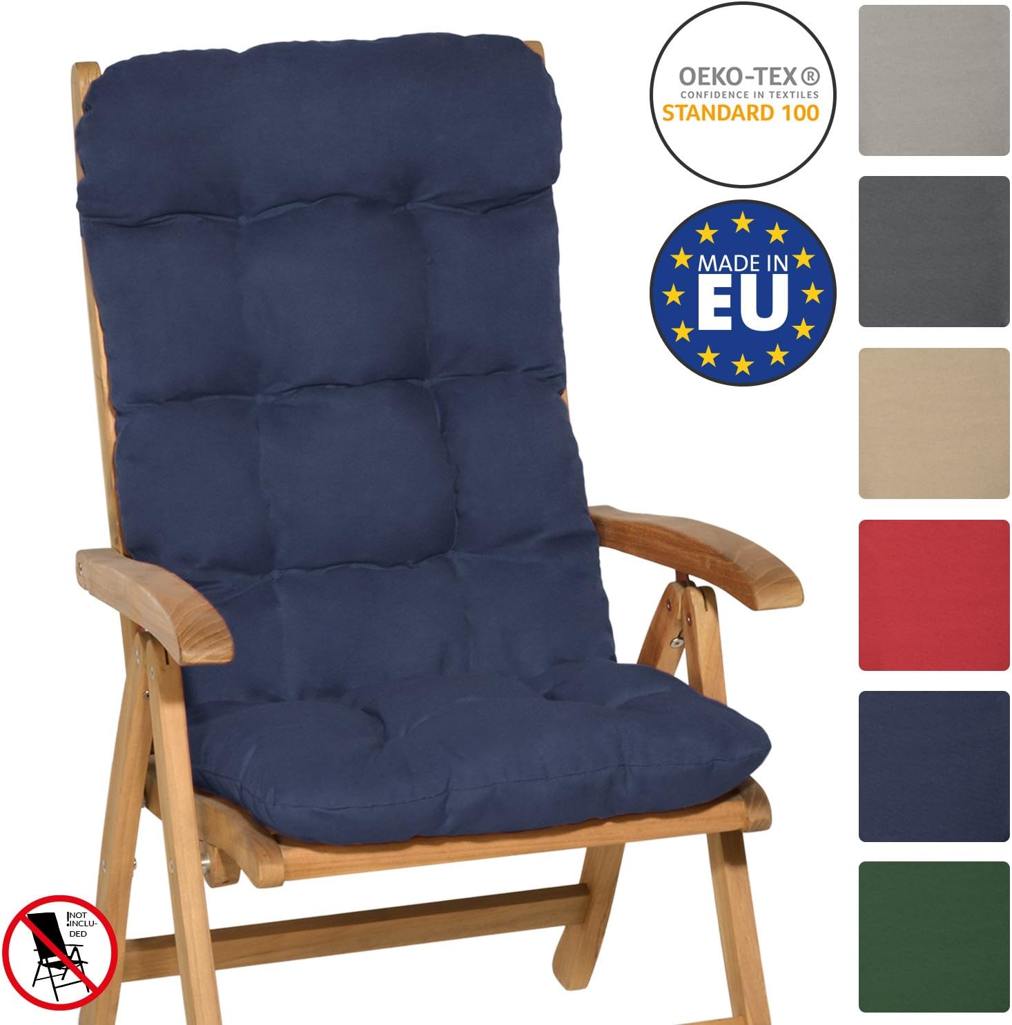 Cuscino Per Sedia A Sdraio 120x50x6cm - Grigio, Resistente Ai Raggi UV - Foto 7