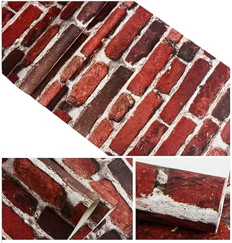 Amazon Co Jp 壁紙 レトロ ノスタルジック 3d 模造レンガ模様 レンガ壁紙 カフェ バー ダイニングルーム ベッドルーム リビングルーム 53x1000cm 赤 ホーム キッチン