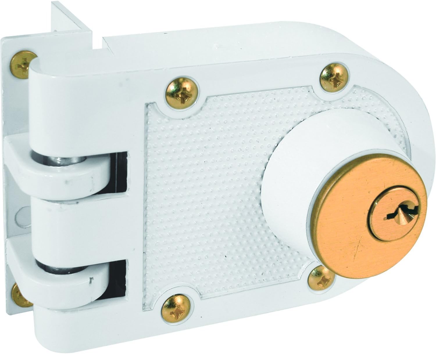 Prime-Line Products U 9970 Serratura Aggiuntiva Antiscasso Con Cilindro Singolo – Finitura Ottone, Montaggio Superficiale, Resistente Agli Urti, Per Porte In Legno O Metallo