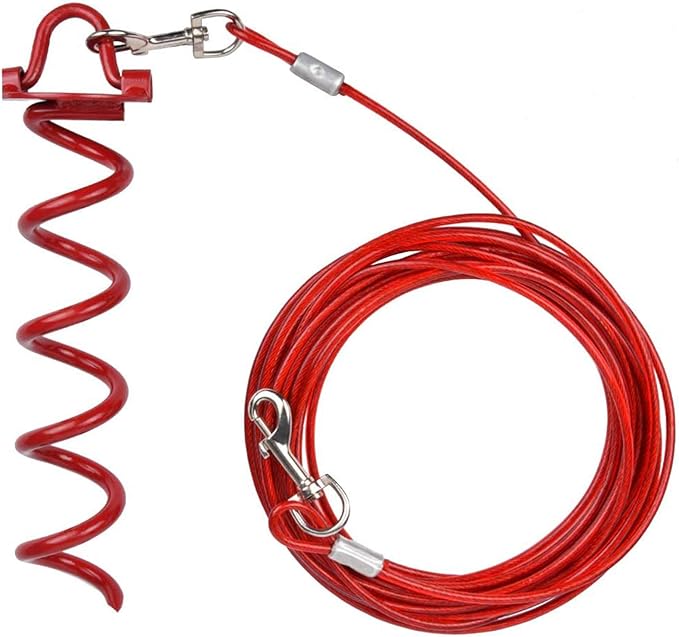 IUMÉ Dog Stake with Tie Out Cable 32 ft, Dog Yard Leash