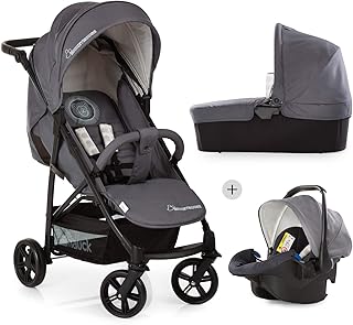 Hauck / Disney, Kombi Kinderwagen Set 3 in 1/ Rapid 4X Plus Trio Set / inkl. Babyschale / Kinderautositz Gruppe 0 für Isofix Base / leicht / ab Geburt bis 25 kg, Mickey Cool Vibes (Grau)