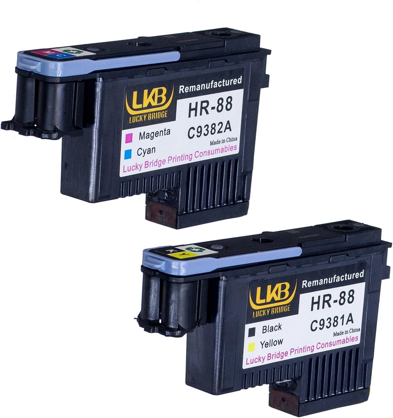 Lucky Bridge HR8 Printhead 2PK C9381A C9382A Remanufactured Compatible for HP Officejet with HP Office jet K5400 L7550 L7580 L7590 L7650 L7680 L7750 L7780 L7790 Printer
