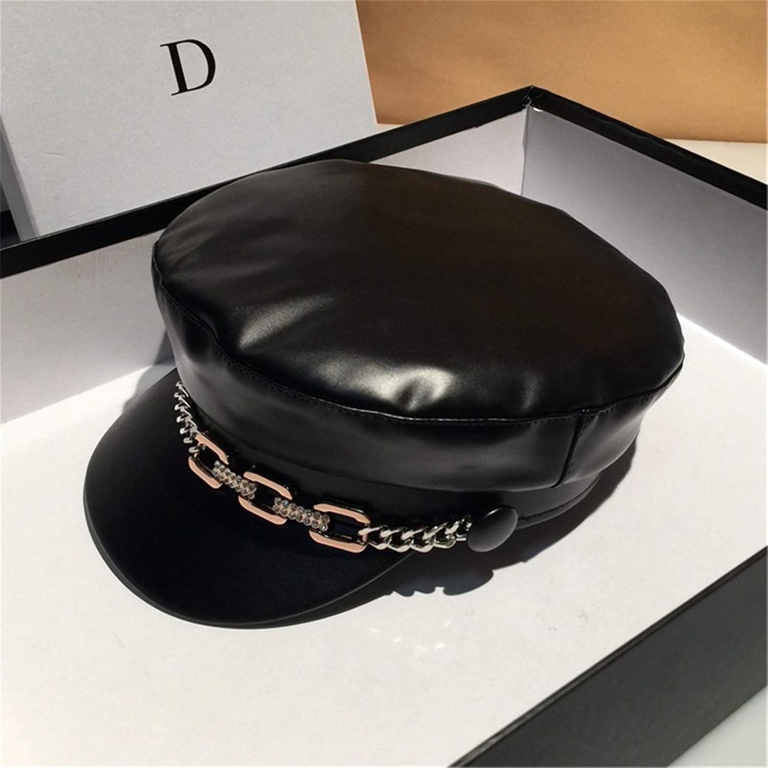 Berretto In Pelle Sintetica Donna - Classico Ed Elegante Per Autunno/Inverno