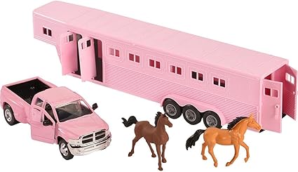 pink truck and horse trailer toy