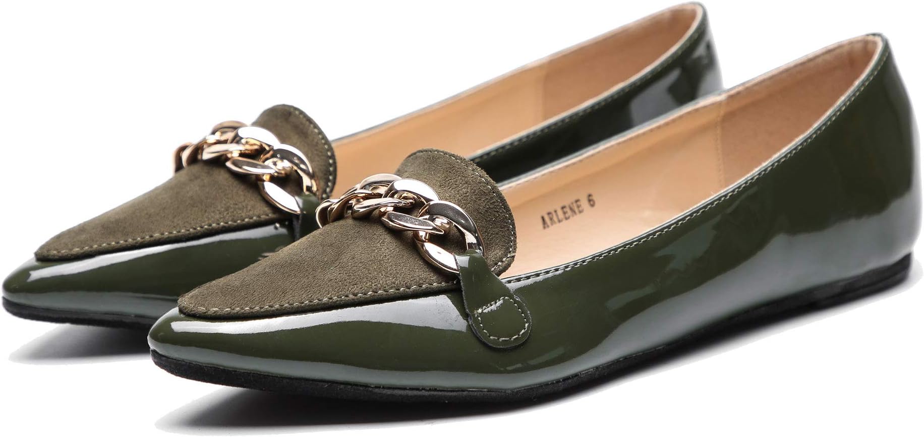 Mila Lady Arlene Stylish Patent PU Pointed Toe Comfort Slip On Ballet Dress Flats Shoes for Women