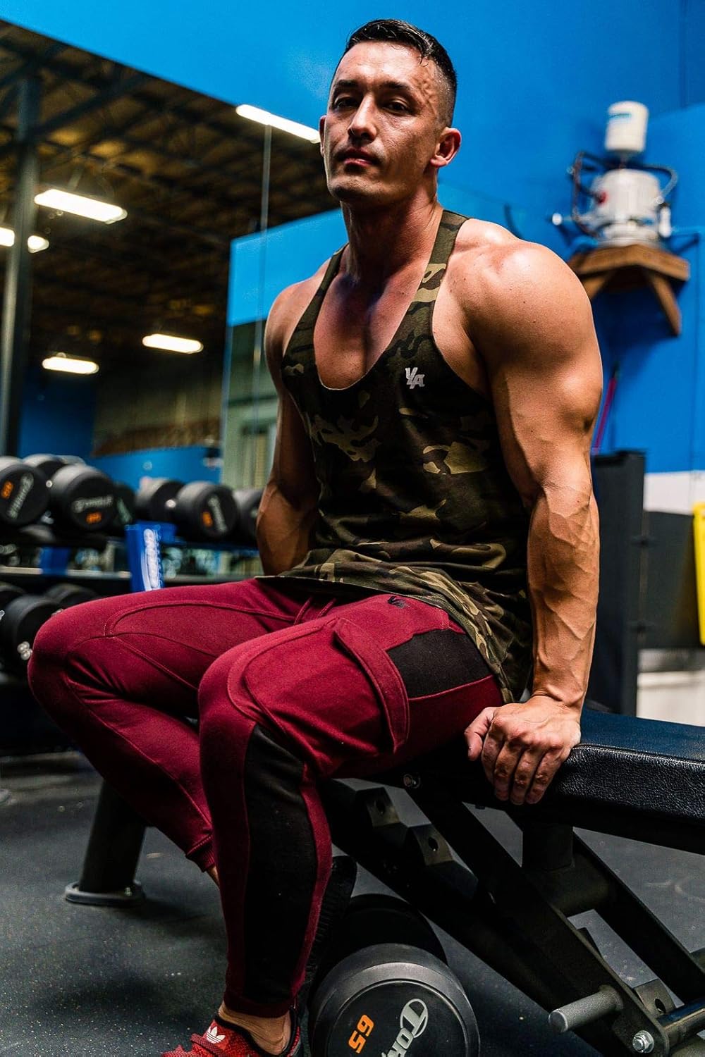 YoungLA Stringer Tank Tops Men with Raw Edges Cut Scissors Trends 318: Clothing