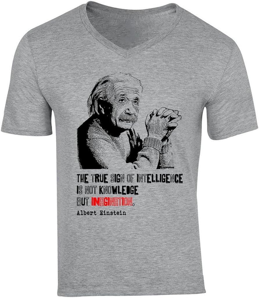 teesquare1st Men's Albert Einstein Quote Grey VNeck TShirt Amazon.co