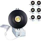 POPANU Premium Canless Recessed Gimbal Downlight Rotatable-Spotlight 5 CCT 4 Inch Eyeball Ceilling Potlight, Dimmable Lights Fixture with Junction Box, 8W Black Round Trim, with Baffle, 6P