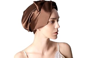 100% Mulberry Silk Bonnet for Sleeping Women, 22 Momme Grade-6A Hair Wrap with Elastic Stay& Tie Band On Head for Hair Care S