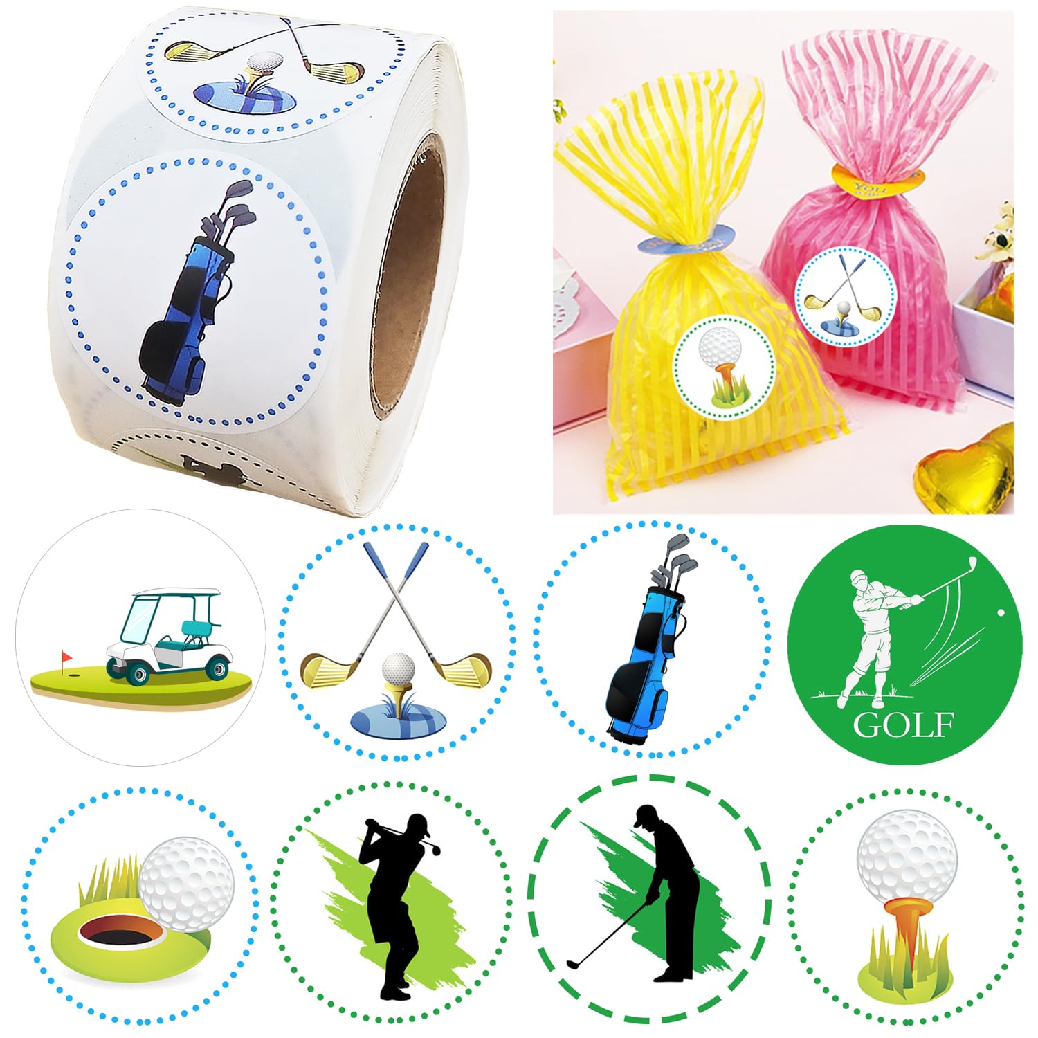 Photo 1 of 500 Golf Themed Party Decorations Labels Roll Stickers Party Supplies Birthday Baby Shower Party Favors Decor DIY Sticker Labels