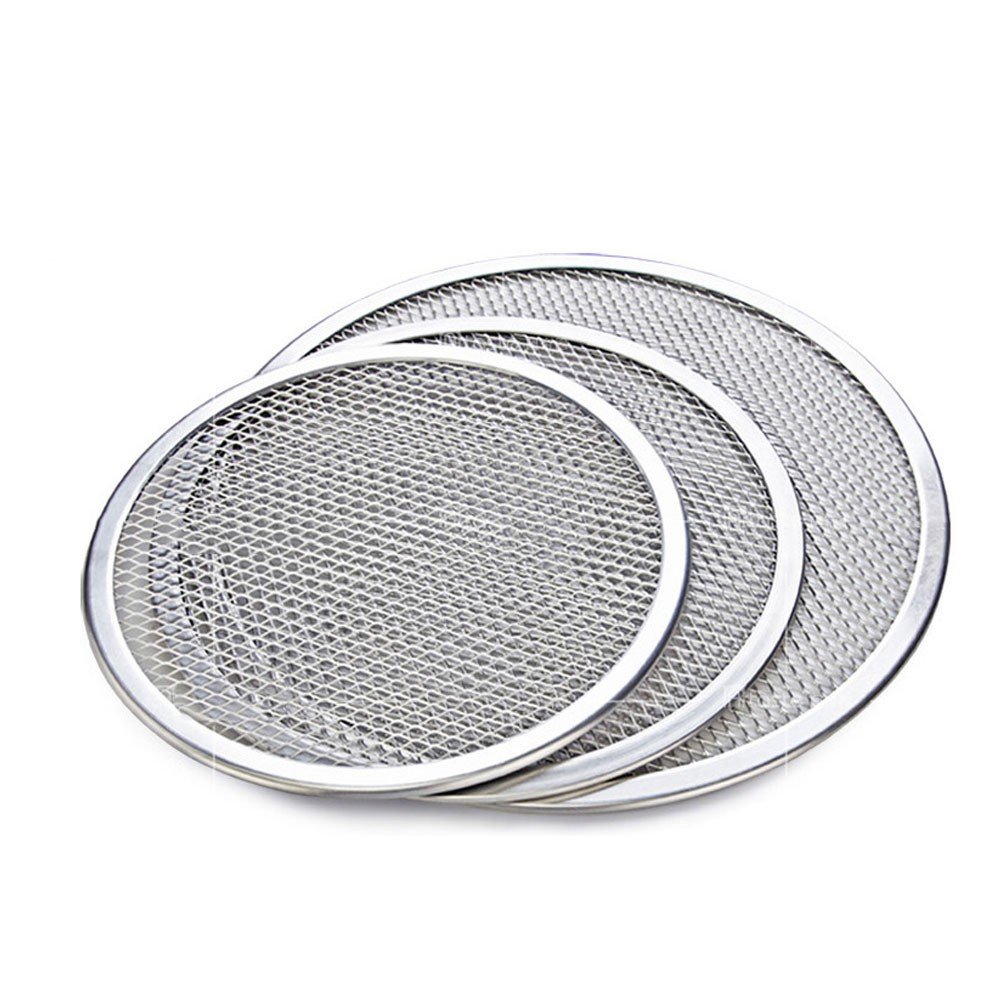 HGLuKGO Pizza Pan of 2 Piece Seamless Rim Aluminium Pizza Mesh Pizza Screen Baking Tray Pizza Making Net Bakeware Pizza Tools (12 inch)