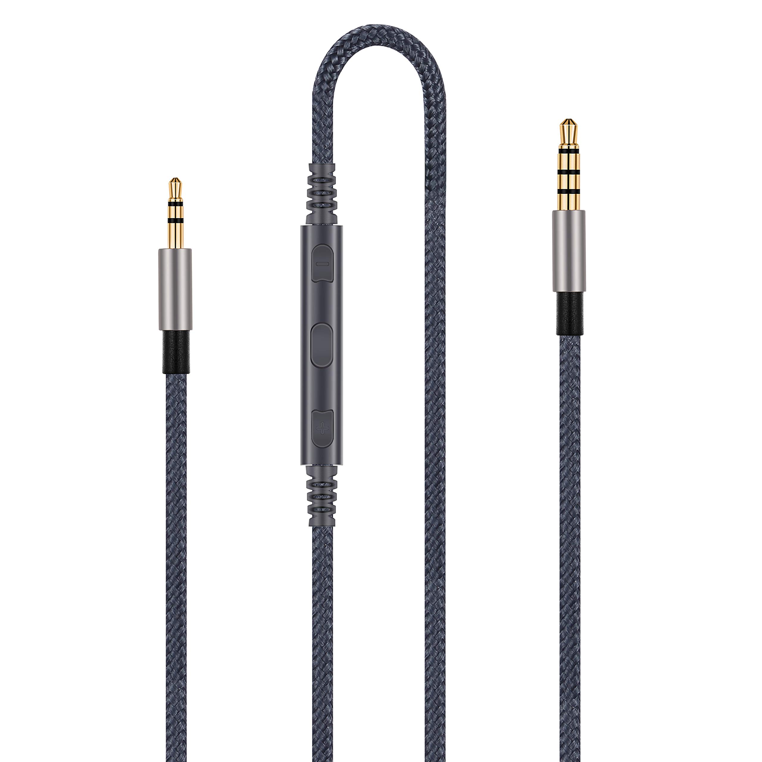 Audio Cable Replacement - Compatible with JBL Synchros S300 S300I S300a S500 S700 S400BT J56BT E40BT E30 E40 E50BT S400BT Headphone and iPhone iPod Apple Devices with In-Line Mic Remote Volume Control