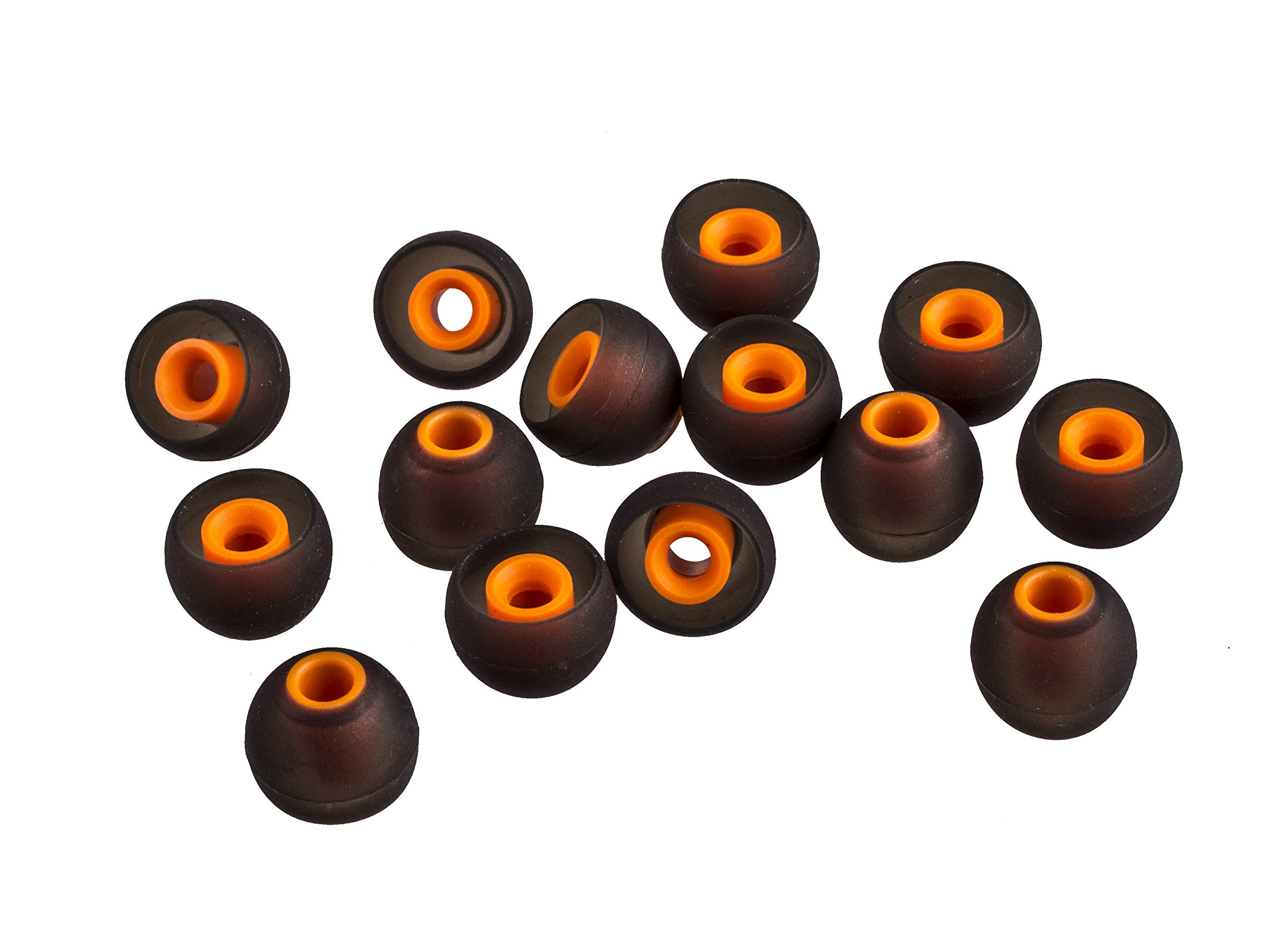 Xcessor (S) 7 Pairs (14 Pieces) of Silicone Replacement In Ear Earphone Small Size Earbuds. Replacement Ear Tips for Popular In-Ear Headphones. Black/Orange