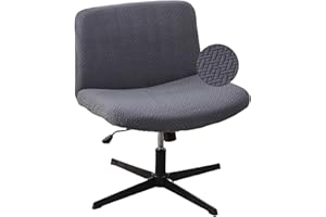 LAVISH COVER LavishCover Armless Chair Cover Office Desk Chair Cover, Waterproof and Elastic Criss Cross Chair Cover, Exquisite Vanity Chair Cover, Mid Back Wide Seat Accent Chair Covers(Grey,T-Type)