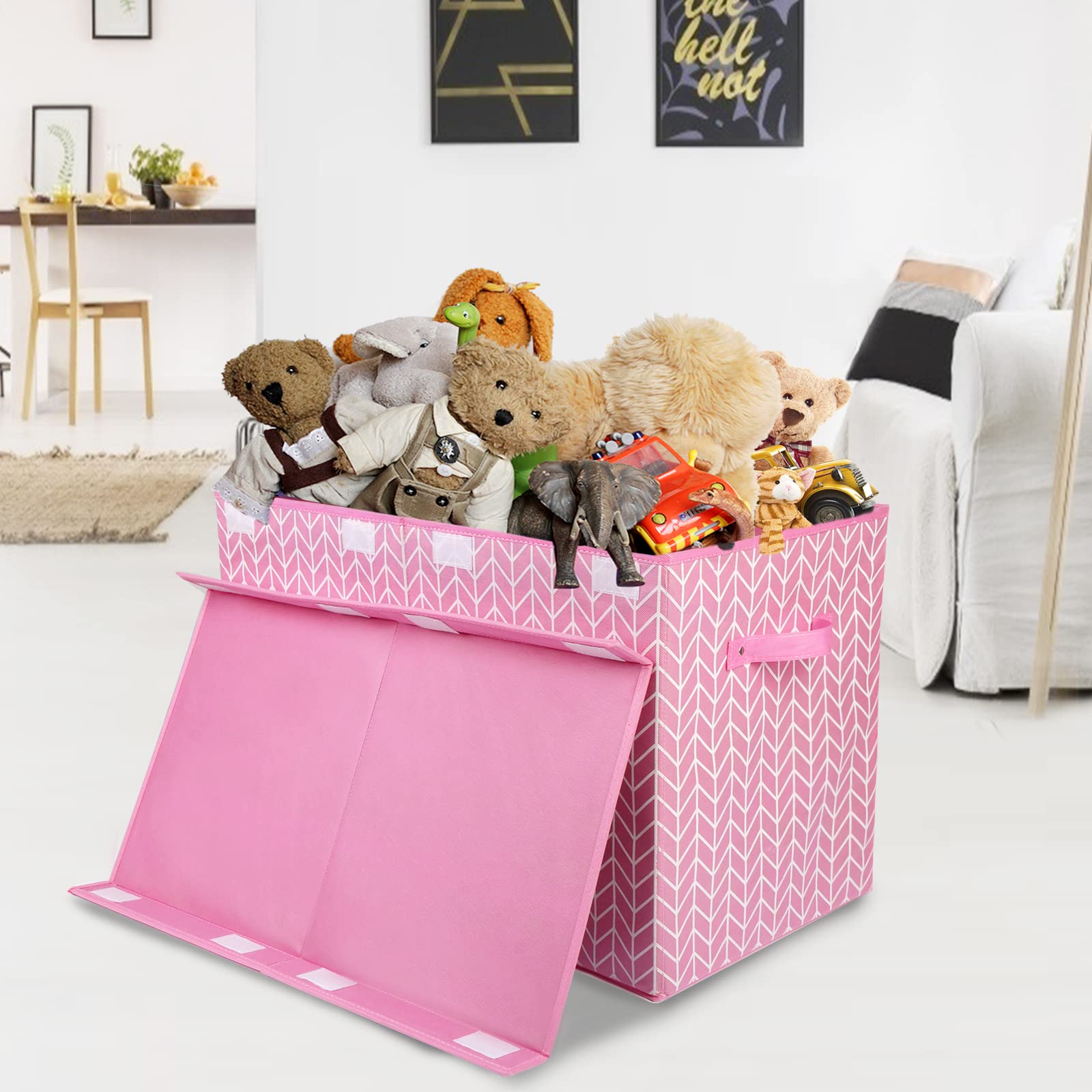 Large Toy Storage Box Chest for Girls Kids, Sturdy Toy Box Bin Organizer Baskets with Lid for Living Room, Nursery, Closet, Bedroom, Playroom 25