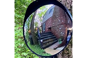 CNQLIS 12 Inch Convex Mirror Outdoor with Adjustable Wall Fixing Bracket,Blindspot Traffic Mirror for Driveway Garage Park Outdoor Wide Angle View Mirrors