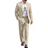 COOFANDY Men Suits Classic Fit 2 Piece Suit Set One Button Casual Blazer Wedding Bussiness Suit Separates