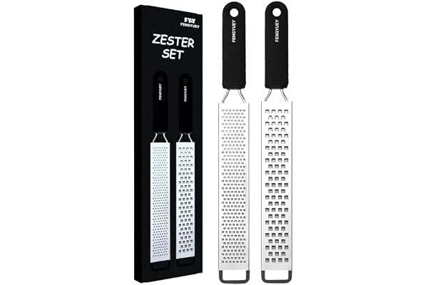 FENGYUEY Lemon Zester [Original] - Parmesan Cheese Grater for Ginger, Garlic, Nutmeg, Chocolate | Handheld Non-Slip Silicone