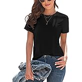 KevaMolly Basic T Shirts for Women UPF 50+ Short Sleeve Casual Summer Tops Trendy Solid Loose Fit Crew Neck Tees Tshirt