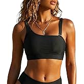 Hilor Women's Underwire Bikini Top One Shoulder Swimsuits Push Up Bathing Suit Top Cropped Tankini Tops Only