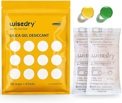 Wisedry 50g Silica Gel Desiccant Sachets 4 Packs Reusable Microwave Reactivate