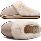 KuaiLu Womens Cozy Memory Foam Slippers Ladies Fuzzy Faux Fur Lined Warm Arch Support House Shoes Slip on Comfy Winter Scuff Indoor Outdoor Rubber Hard Sole