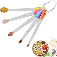 Tiktun Measuring Spoons Set, Tiny Stainless Steel Measuring Spoons with Silicone Handle, Measuring Spoon 1/64, 1/32, 1/16, 1/