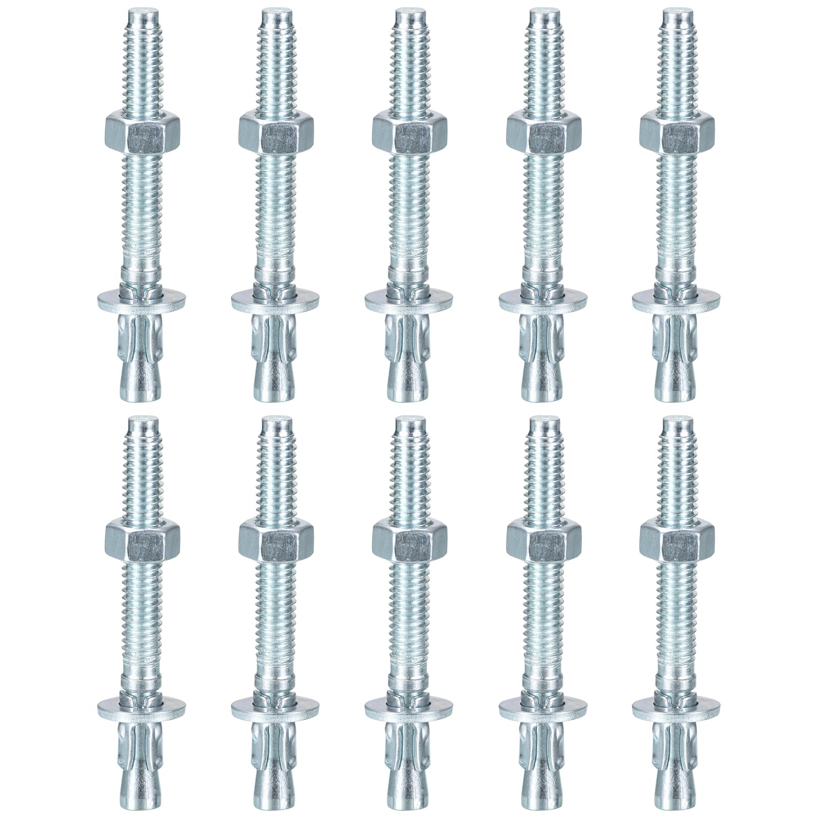 DTGN 3/8" x 3" Wedge Anchors - 25Pack - Good for Cement and Concrete Wall - Carbon Steel Zinc Plated Screw Bolt Nut Expansion Tube Fasteners — image 1
