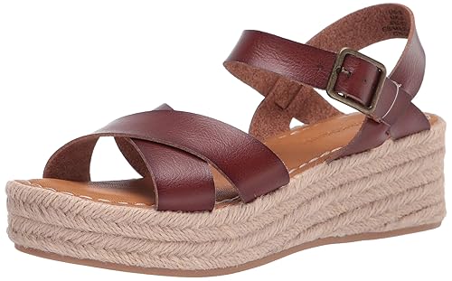 Amazon Essentials Women's Flatform Espadrille Sandal, Brown, 10