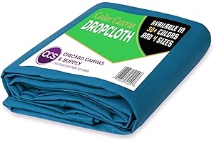 Heavy Purpose Canvas Drop Cloth by CCS CHICAGO CANVAS & SUPPLY Cotton Canvas Tarp Floor Furniture Protection Washable Reusable Duck Dropcloth Fabric Block Paint Dust Dirt, Turquoise, 6 by 10 Feet