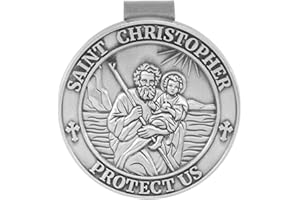 St Christopher Medal for Car, Zinc Alloy Saint Christopher Medal Guardian Angel Visor Clip New Driver Gifts Car Visor Clip Ac
