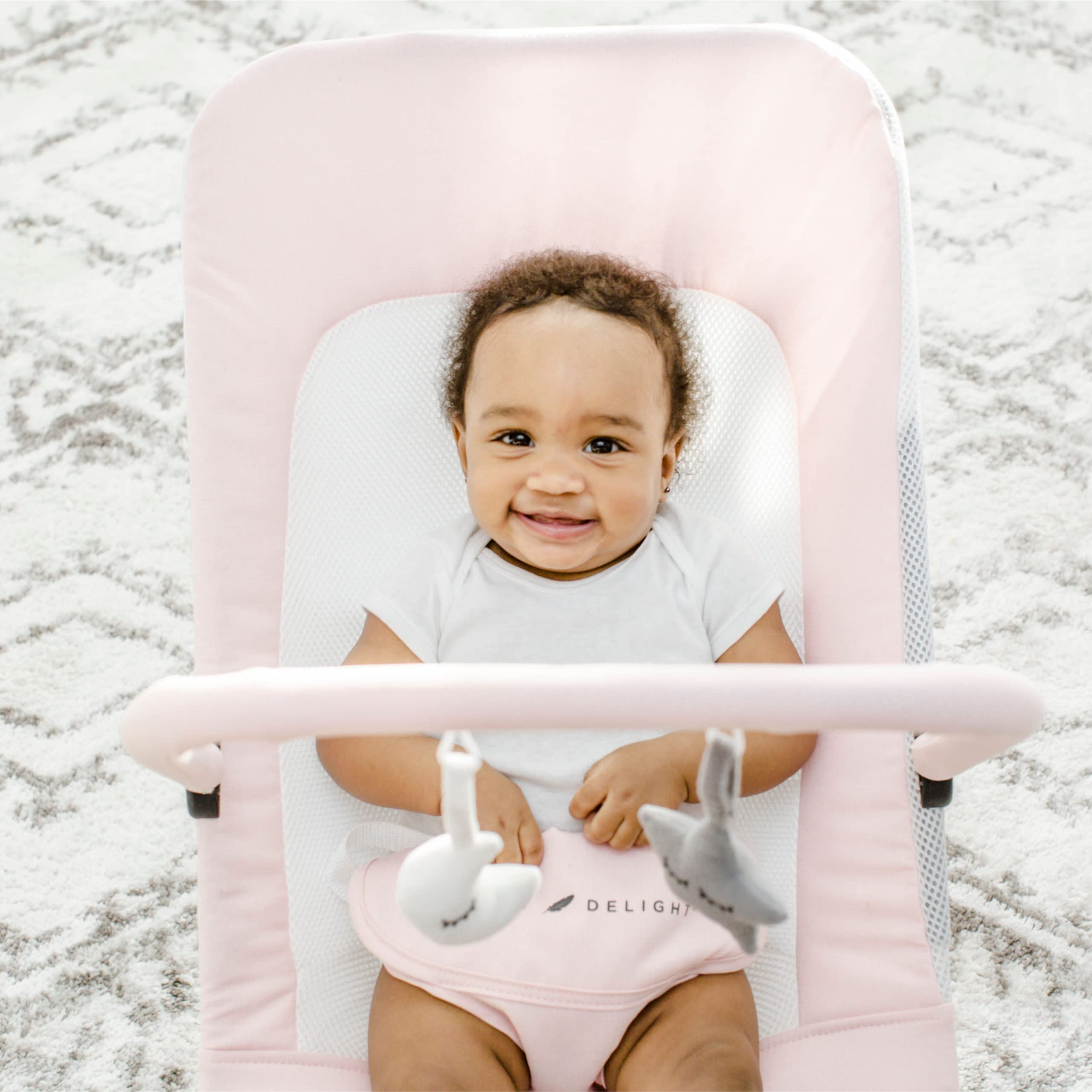 Baby Delight Alpine Deluxe Portable Bouncer | Infant | 0 – 6 Months | Peony Pink