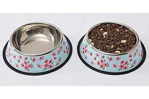Podinor Stainless Steel Dog Bowls, Food and Water Non Slip Anti Skid Stackable Pet Puppy Dishes for Small, Medium and Large Dogs (2 Pack)