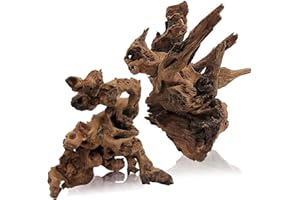 Tfwadmx Aquarium Natural Driftwood Decor Wood Branches, 2 Pieces 8.5-12" Fish Tank Driftwood Decoration, Terrarium Mopani Wood for Aquarium Freshwater Reptile Tank
