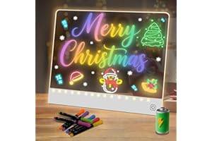 YONHAN 16" Led Drawing Board for Kids Rechargeable, Portable Doodle Glow LED Note Board with 7 Colors, Light Up Acrylic Dry Erase Lumi Board with Stand, Christmas & Birthday Gifts for Girls Boys