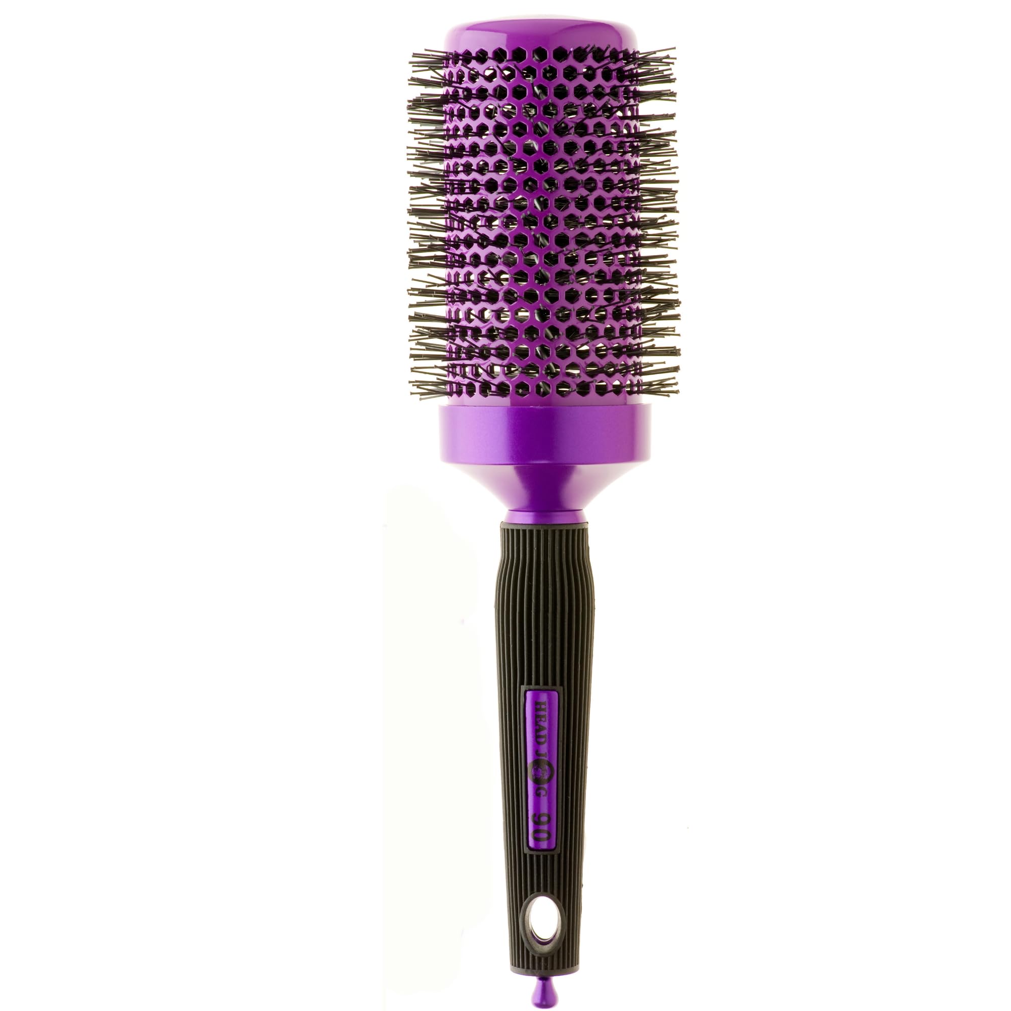 Head Jog 90 Purple Radial Brush. Ceramic Coating Barrel with Nylon Bristle & Rubber Handle. Lightweight & Durable Hair Brush for Hairdressing. Reduce Frizz for Healthy Looking Hair. (50mm)