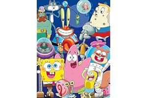 Suyaloo 5D Diamond Painting Kits for Adults - Cartoon Diamond Art Kits for Adults Kids Beginner,DIY SpongeBaby Diamond Painting Full Drill Round Rhinestone for Home Wall Decor Gifts 11.8X15.7inch