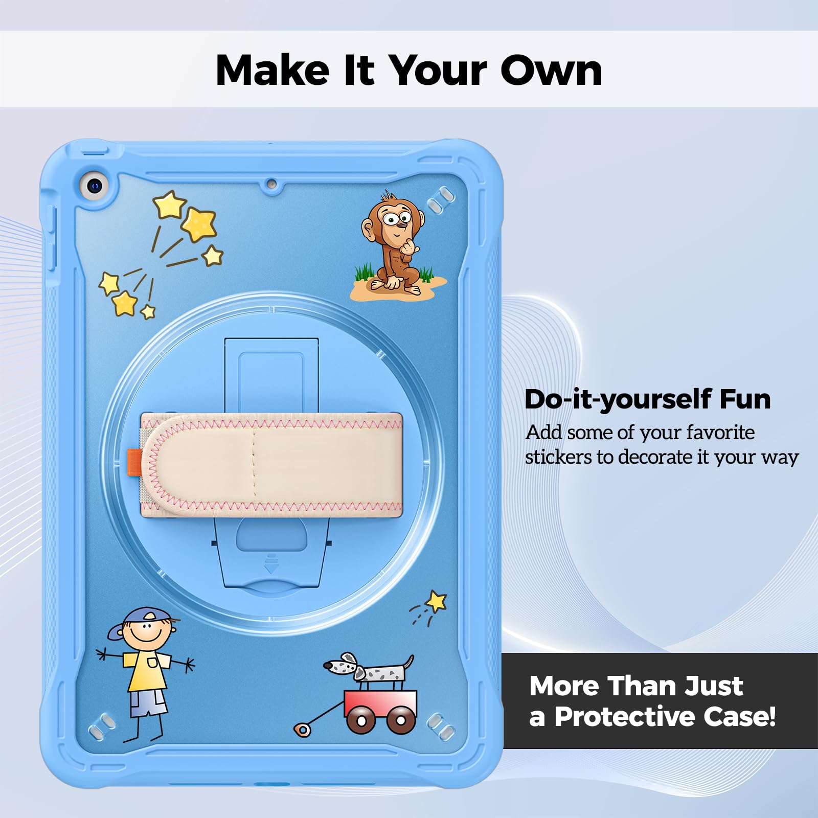 ProCase Rugged Case for iPad 9th/8th/7th Generation 10.2 inch 2021/2020/2019 Case, Heavy Duty Shockproof Rugged Cover with Hand Strap 360 Degree Rotatable Kickstand Protective for iPad 10.2 -Blue